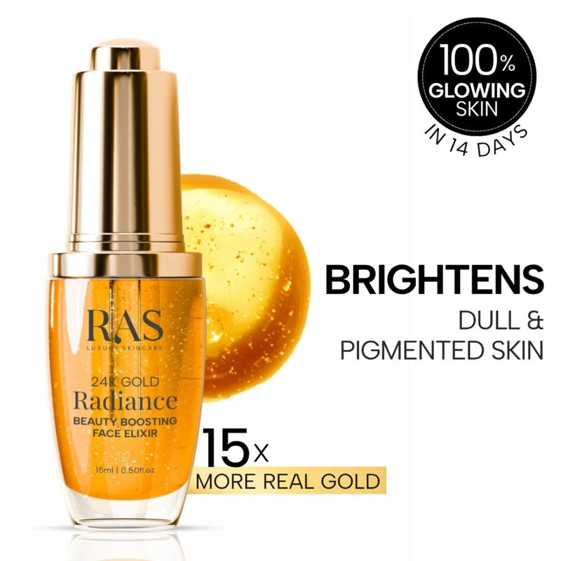 RAS Luxury Oils RAS Luxury Oils 24K Gold Radiance Beauty Boosting Face Elixir Serum For Glowing Skin, 15ml, Buy from Indicrest