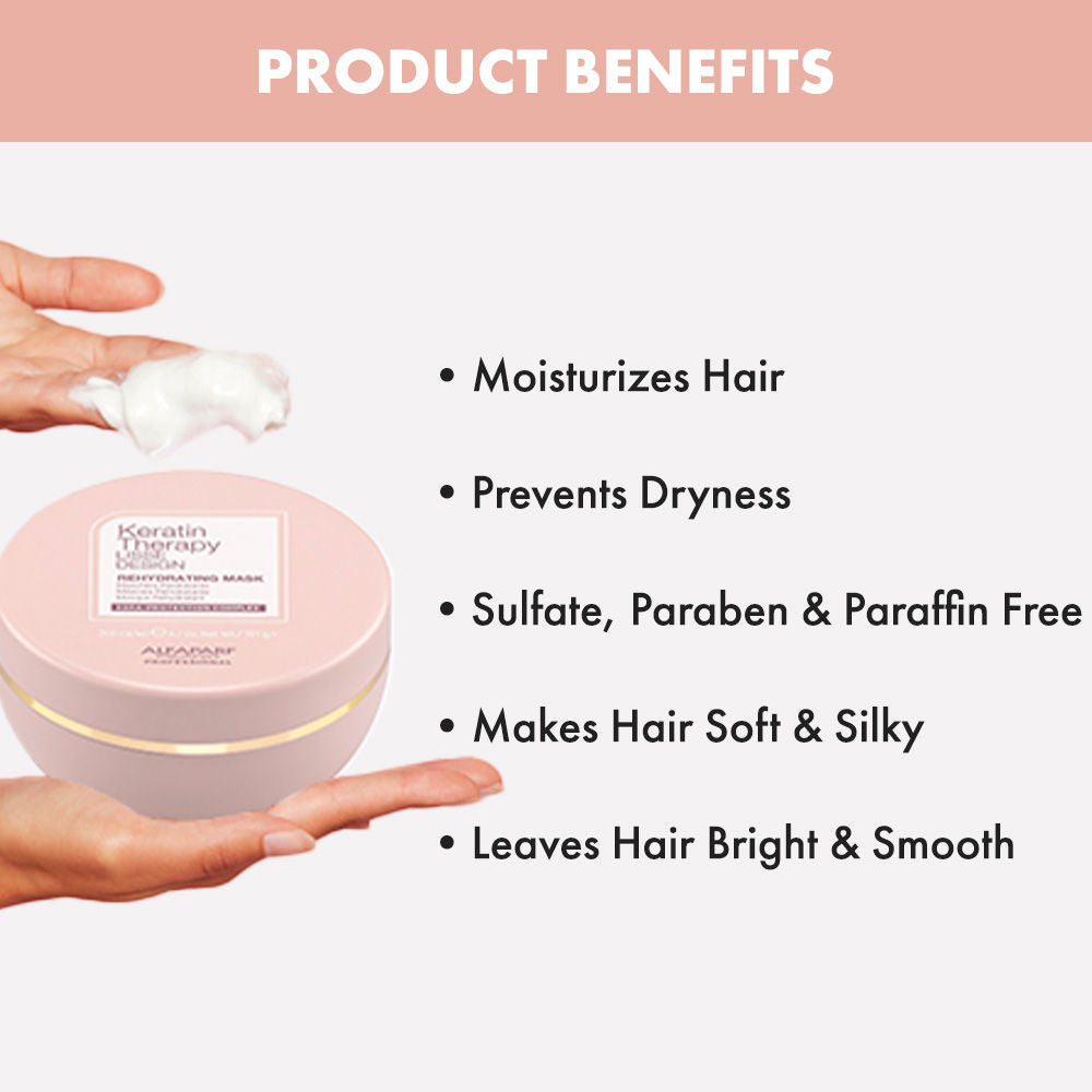 ALFAPARF MILANO Keratin Therapy Hydrating Mask for Hairfall Repair, Dry & Frizzy Hair, 200ml