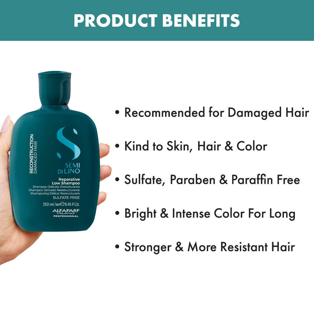 ALFAPARF MILANO Reparative Shampoo For Damaged Hair, Bond Repair, Hairfal, Sulfate Free, 250ml