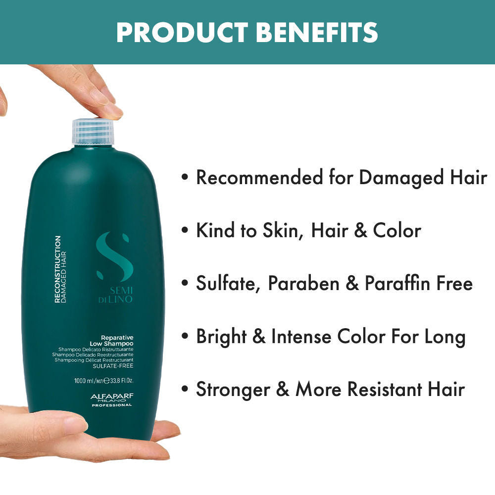 ALFAPARF MILANO Reparative Shampoo For Damaged Hair, Bond Repair, Hairfall, Sulfate Free, 1000ml