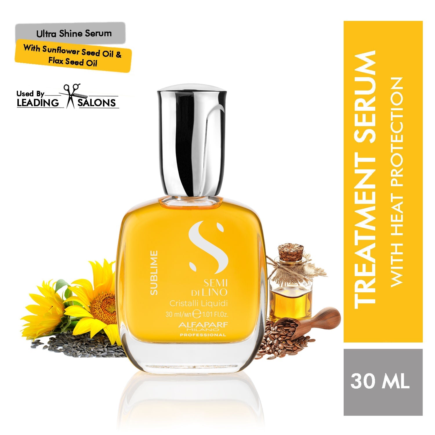 ALFAPARF MILANO Cristalli Liquidi Treatment Hair Serum, Shine Serum With Sunflower & Flaxseed Oil, 30ml, Buy from Indicrest