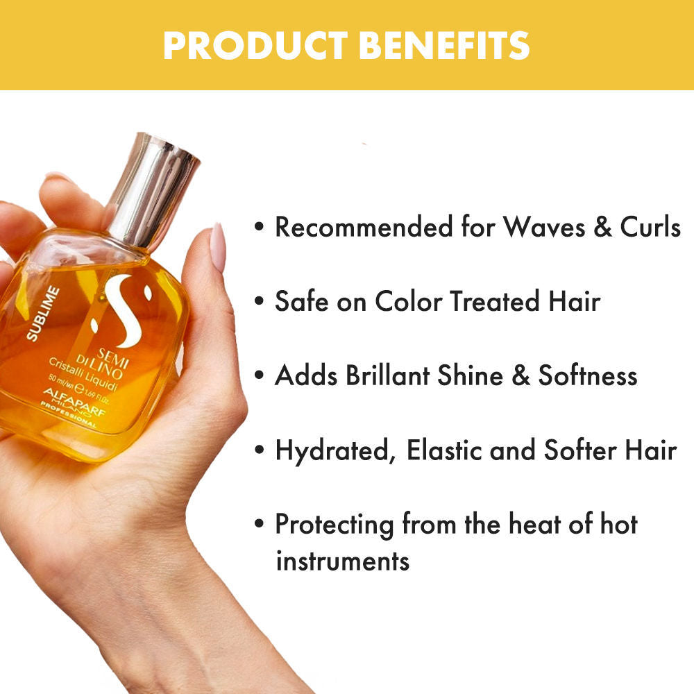 ALFAPARF MILANO Cristalli Liquidi Treatment Hair Serum, Shine Serum With Sunflower & Flaxseed Oil, 50ml