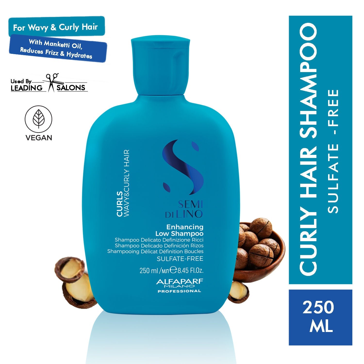 ALFAPARF MILANO Curly Hair Shampoo, Reduces Frizz & Adds Moisture, Sulfate Free, 250ml, Buy from Indicrest