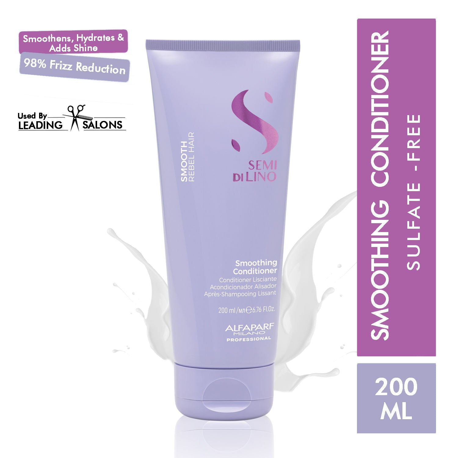 ALFAPARF MILANO Smoothing Conditioner for Dry & Frizzy Hair, Sulfate & Paraben Free, 200ml, Buy from Indicrest