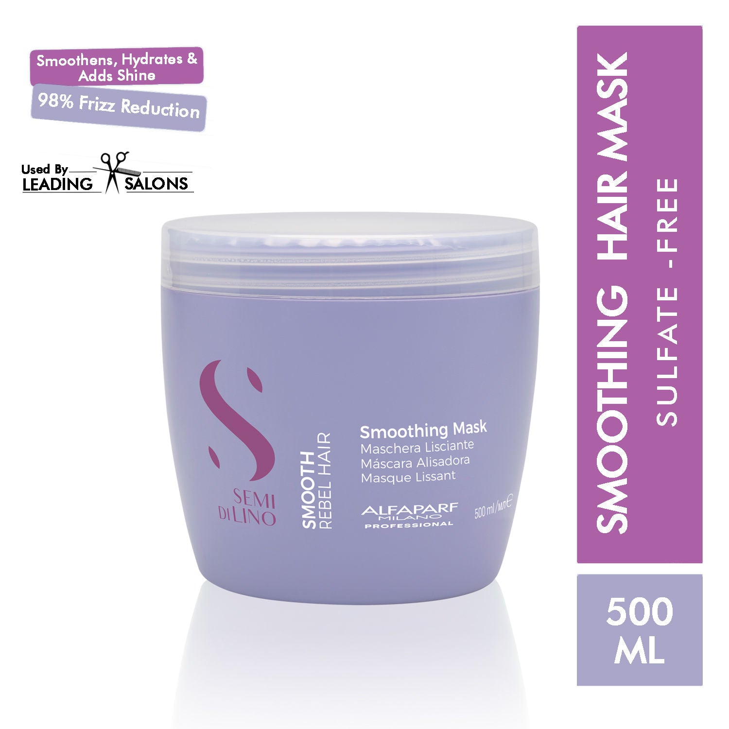 ALFAPARF MILANO Smoothing Mask - Dry & Rebel Hair, Sulfate & Paraben Free, 500ml, Buy from Indicrest