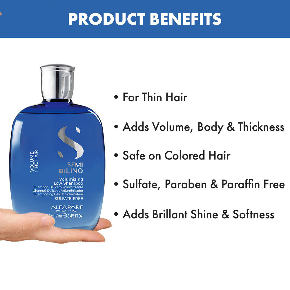 ALFAPARF MILANO Volumizing Shampoo For Hair Thinning, Adds Volume, Sulfate Free, 250ml