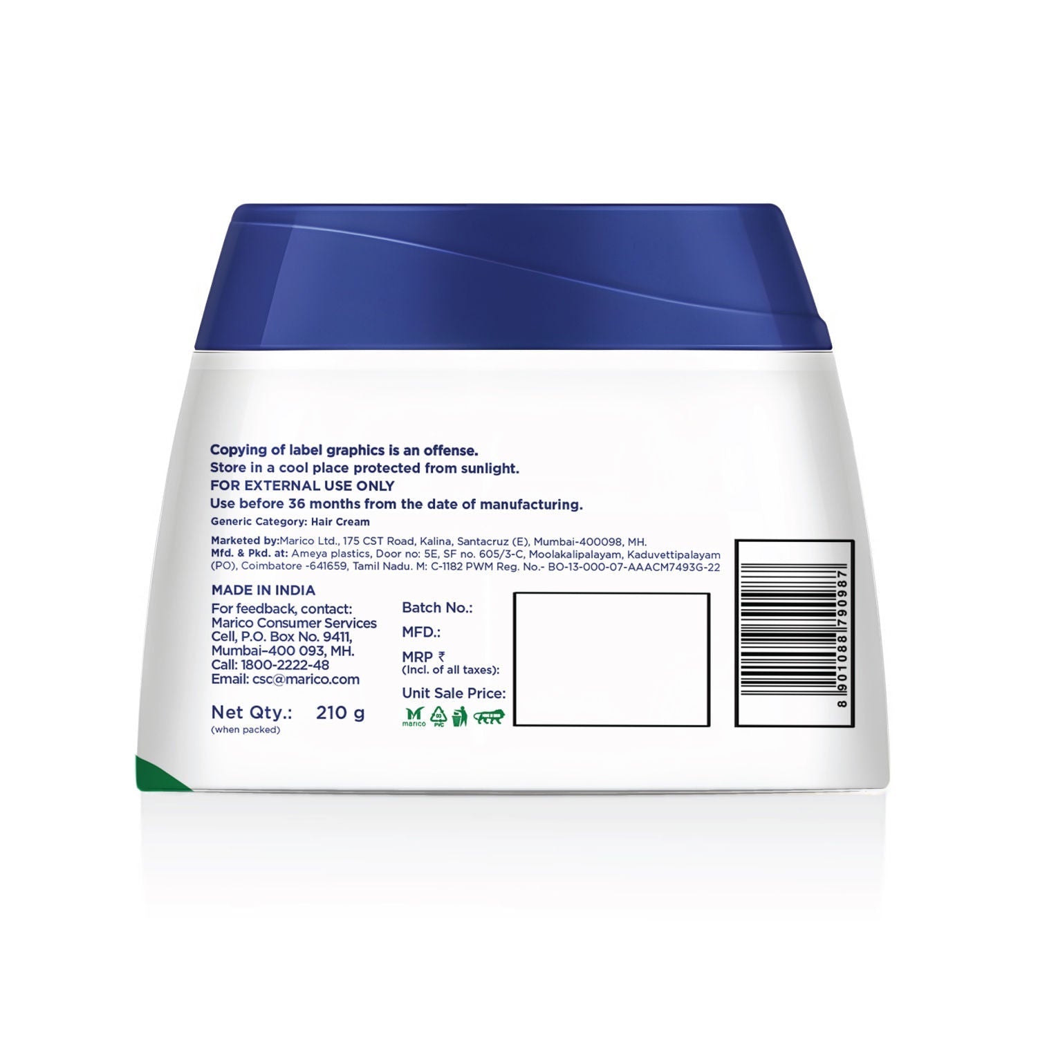 Parachute Advansed Coconut & Aloe Vera Hair Cream, 210g Buy at Indicrest Image 2