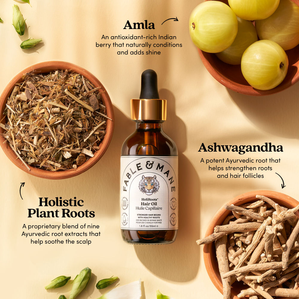 Fable & Mane Holiroots Treatment Oil With Ashwagandha & Amla For Hydration & Healthier Hair, 100ml