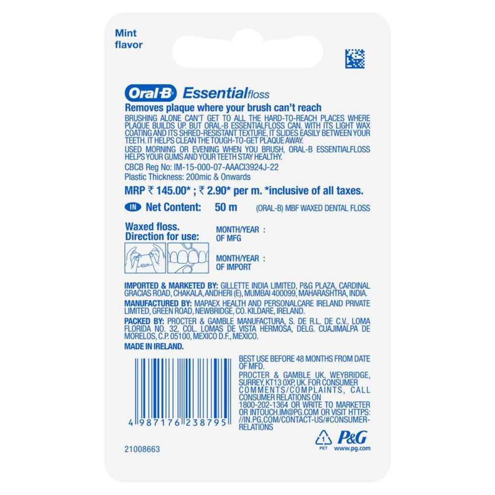 Oral-B Essential Floss Waxed Dental Floss Mint, 1 piece Buy at Indicrest Image 7