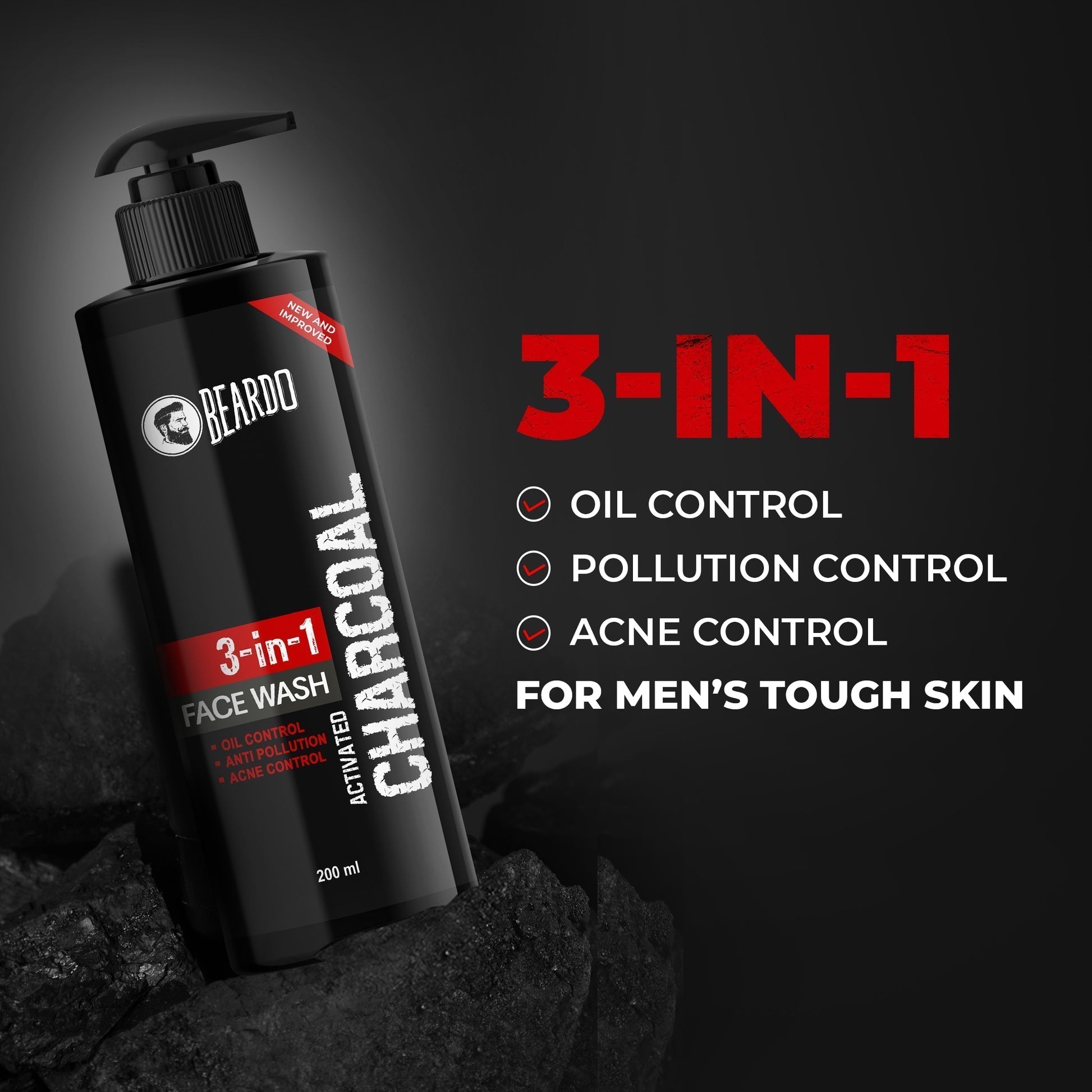 Bottle Packaging of Beardo Charcoal Face Wash