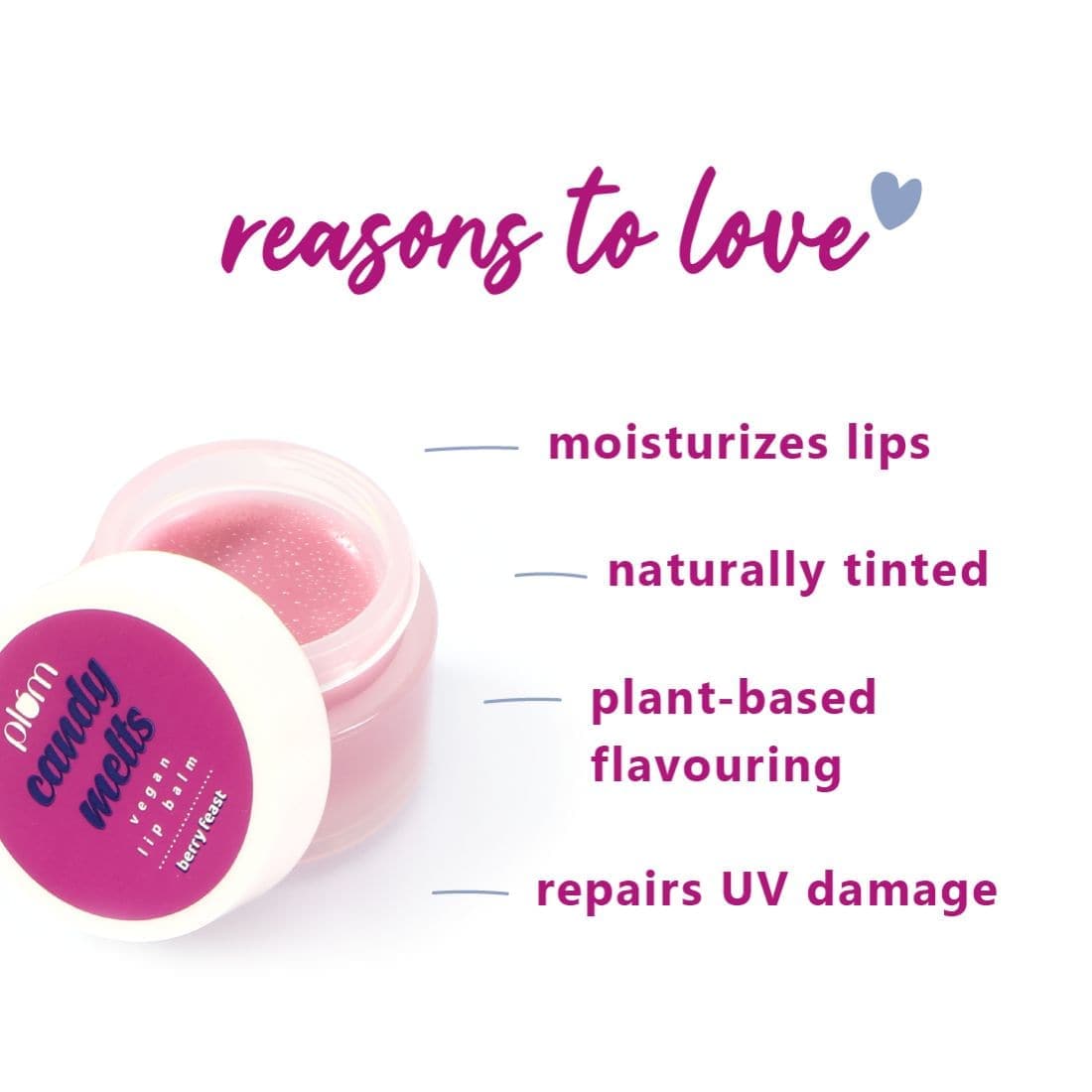 Plum Candy Melts Vegan Lip Balm | Berry Feast | Nourishes & Protects | Sheer-Tint | Velvety Smooth, 12g Buy at Indicrest Image 5