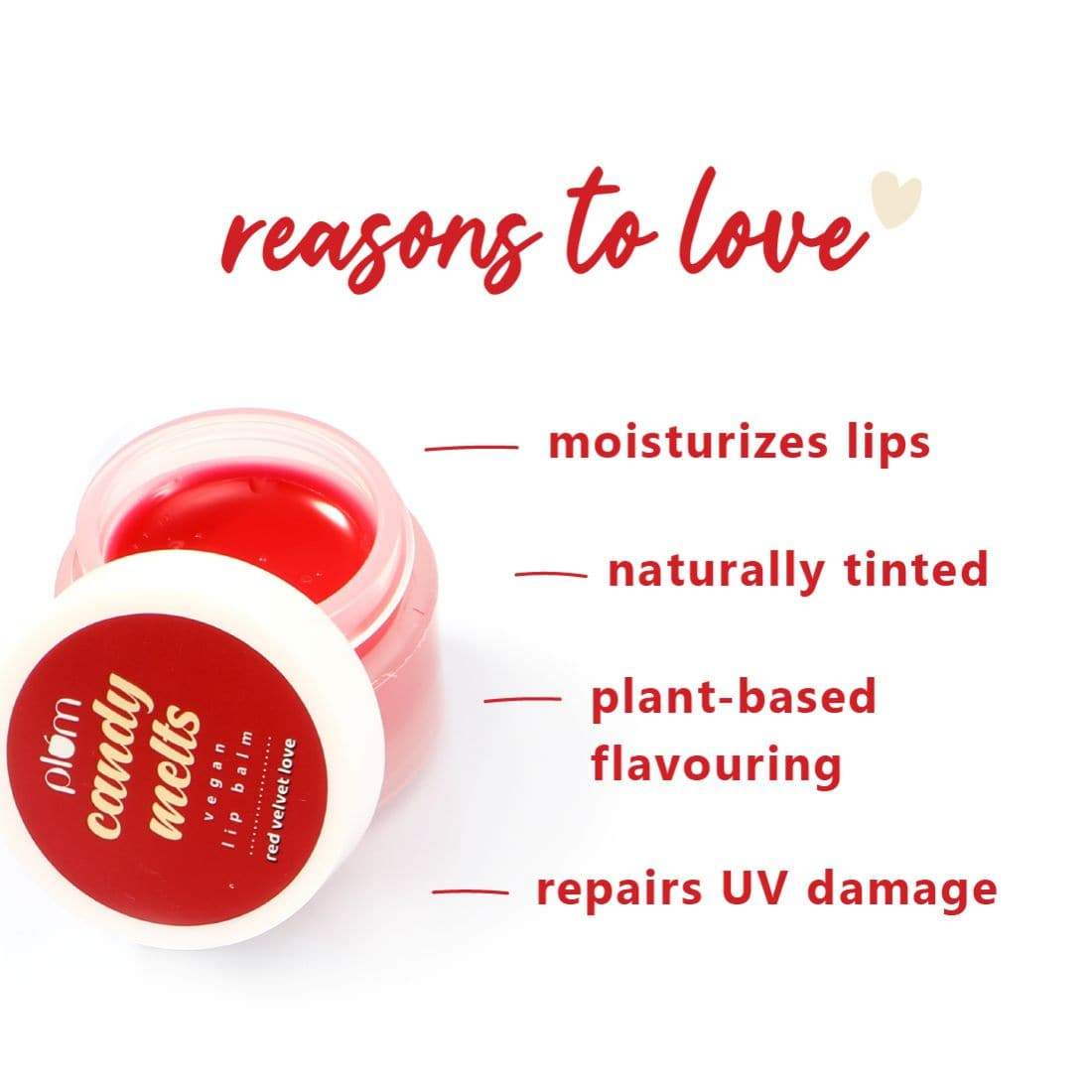 Plum Candy Melts Vegan Lip Balm | Red Velvet Love | Nourishes & Protects | Sheer-Tint | Velvety Smooth, 12g Buy at Indicrest Image 5