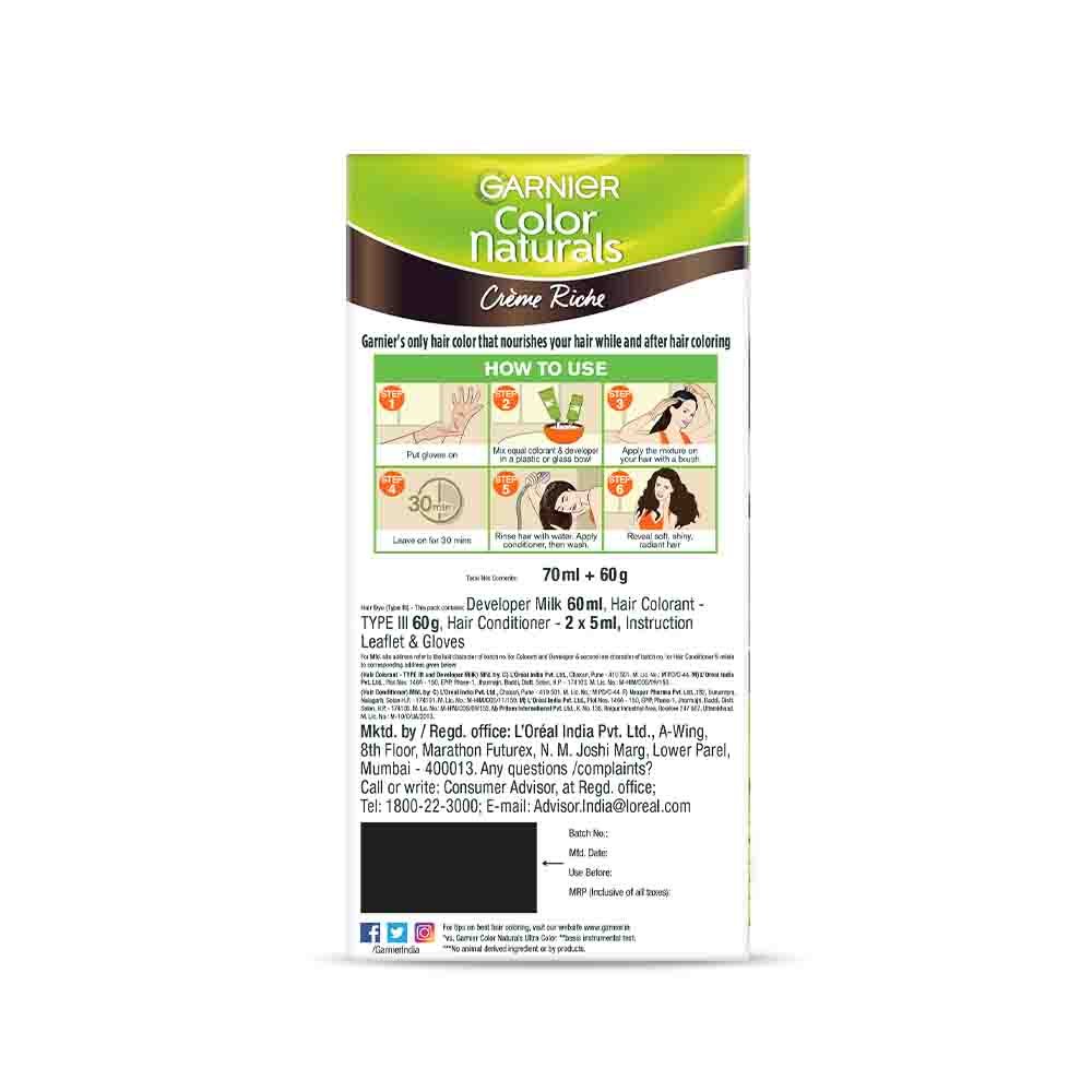 Garnier Long-Lasting Brown Hair Colour Pack Contents