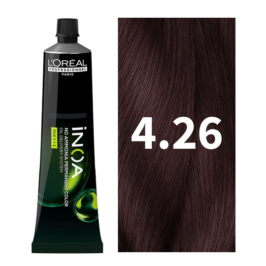 L'Oreal Professionnel Paris iNOA - 4.26 (Iridescent Red Brown) - Ammonia Free Permanent Colour - Mix 1:1 - (60g) at Indicrest Buy at Indicrest