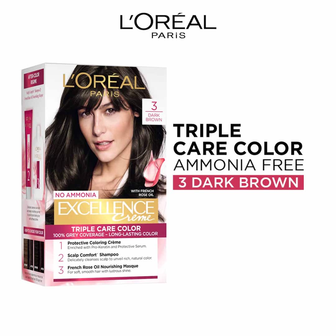 L'Oreal  Paris Excellence Creme Hair Color 3 Dark Brown (72ml+100g)1
