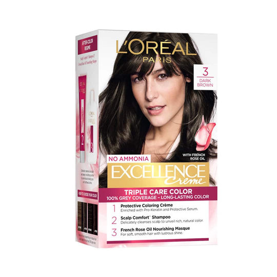 L'Oreal  Paris Excellence Creme Hair Color 3 Dark Brown (72ml+100g) Buy at Indicrest