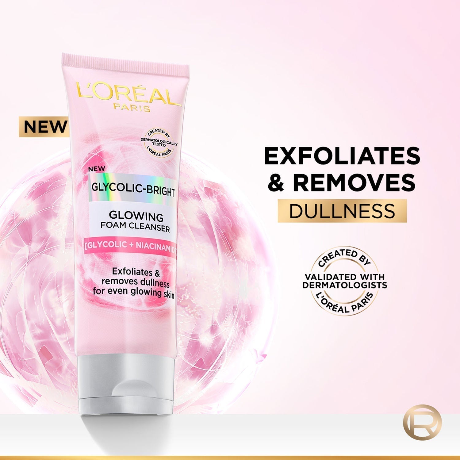 L'Oreal  Paris Innovation Glycolic- Bright Glowing Daily Cleanser Foam, 100 ml | Glycolic acid, Exfoliates and Removes Dullness for even glowing skin 9