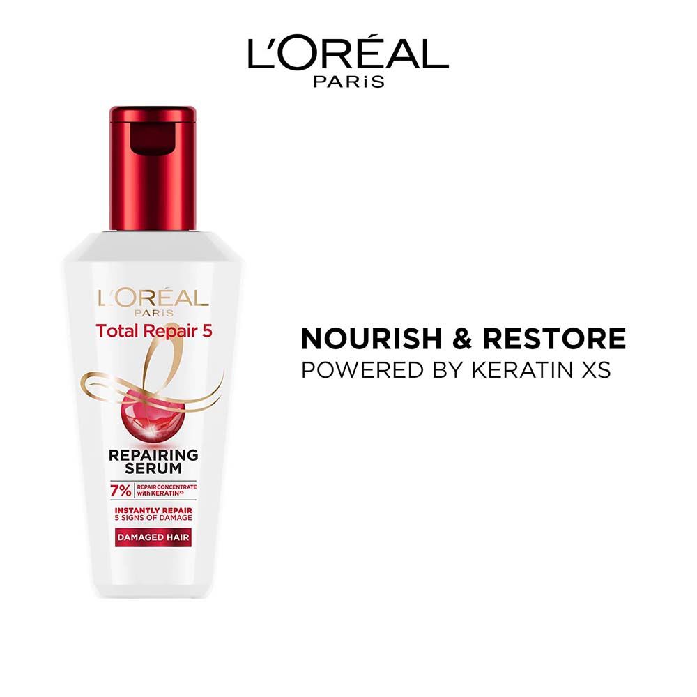 L'Oreal Paris Total Repair 5 serum bottle on a white background