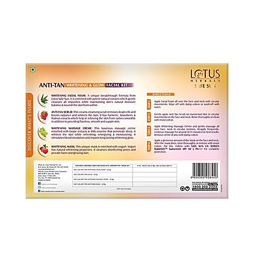 Lotus Herbals Safe Sun Anti-Tan Whitening & Glow Facial Kit - Indicrest Buy at Indicrest Image 2