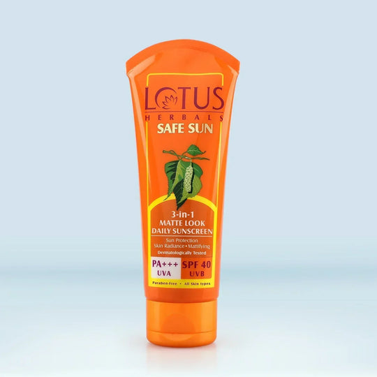 Lotus Herbals Safe Sun 3-In-1 Matte Look Daily SunScreen PA+++UVA, SPF 40, (50g) - Indicrest Buy at Indicrest