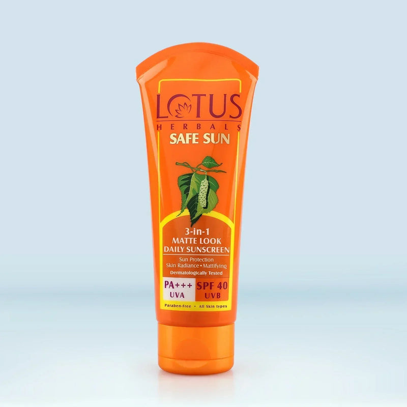 Lotus Herbals Safe Sun 3-In-1 Matte Look Daily SunScreen PA+++UVA, SPF 50, (50g) - Indicrest Buy at Indicrest