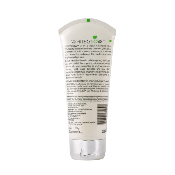 Lotus Herbals WhiteGlow 3-In-1 Deep Cleansing Skin Whitening Facial Foam (100g) - Indicrest Buy at Indicrest Image 2