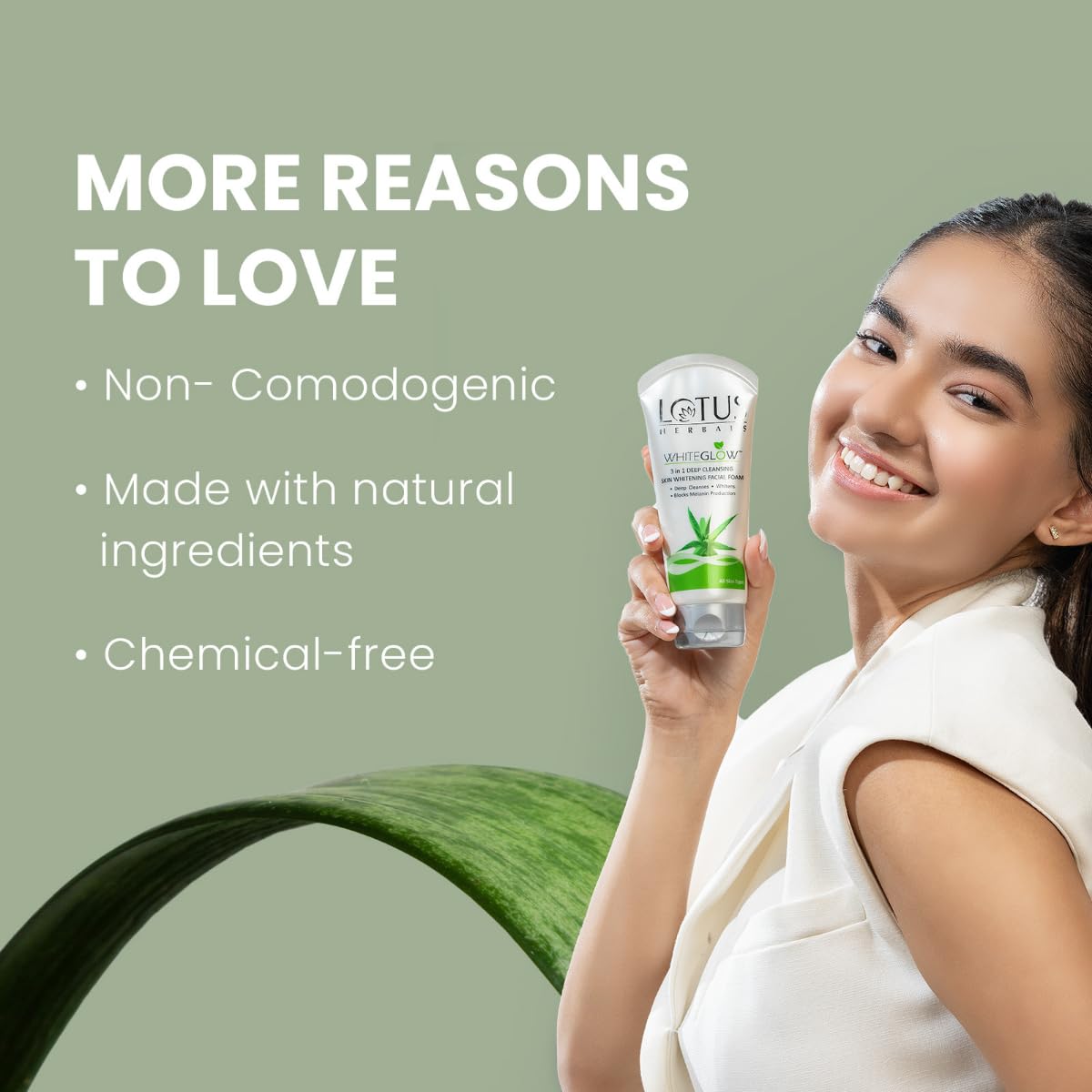 Lotus Herbals WhiteGlow 3-In-1 Deep Cleansing Skin Whitening Facial Foam (50g) - Indicrest Buy at Indicrest Image 5