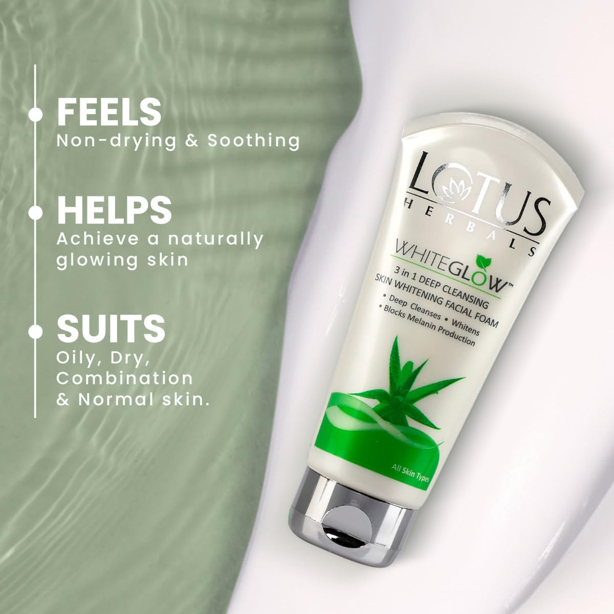 Lotus Herbals WhiteGlow 3-In-1 Deep Cleansing Skin Whitening Facial Foam (50g) - Indicrest Buy at Indicrest Image 4