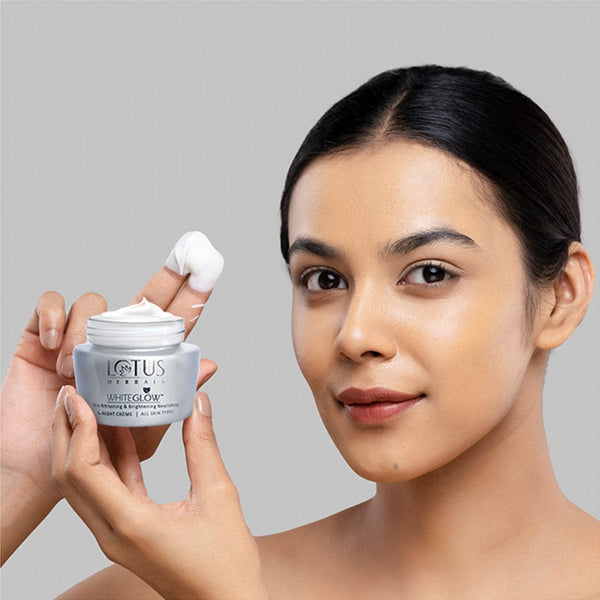 Lotus Herbals Cream, White Glow Skin Whitening & Brightening Nourishing Night Creme (40g) - Indicrest Buy at Indicrest Image 6