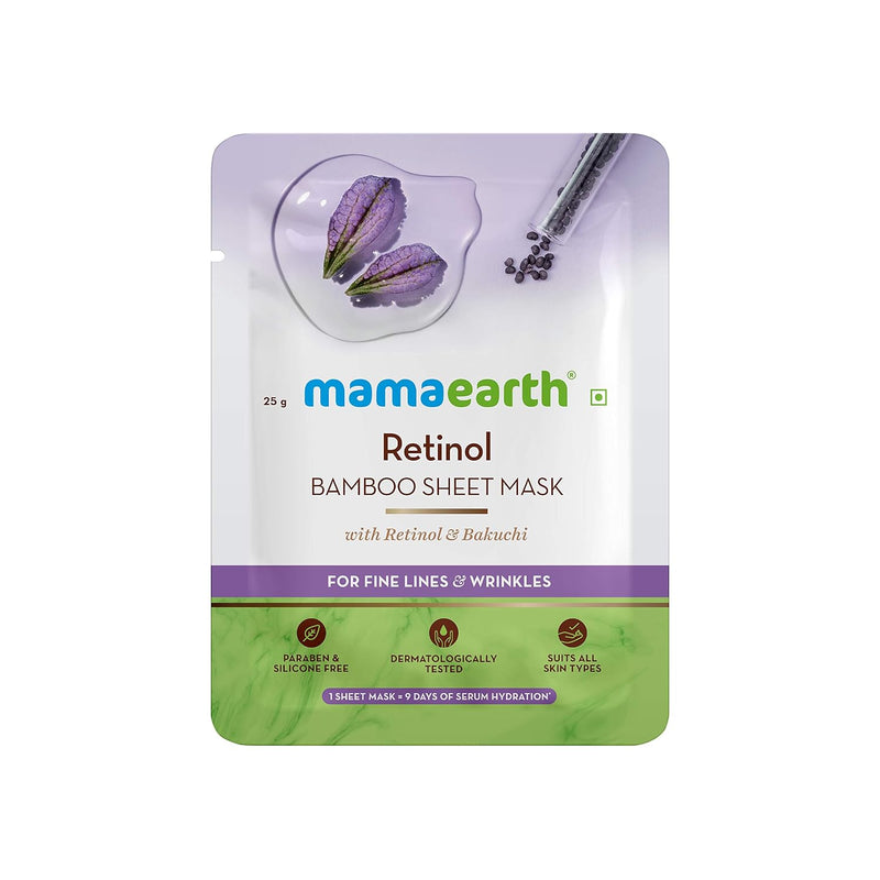 Mamaearth Retinol Bamboo Sheet Mask, 25g - Indicrest Buy at Indicrest