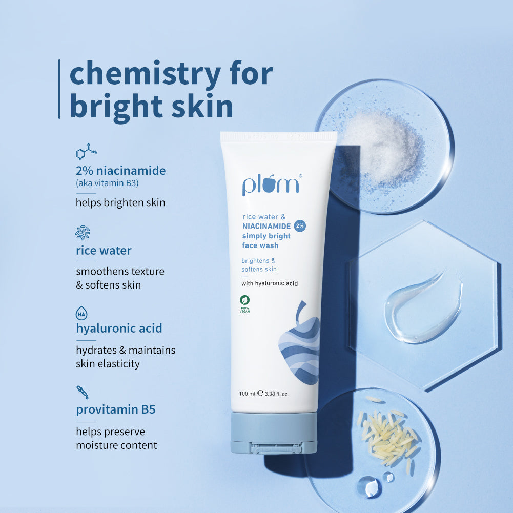 Plum 2% Niacinamide & Rice Water Face Wash | Removes 99% Impurities | Gentle & Non-Drying | Dermat-Tested, 100ml Buy at Indicrest Image 13