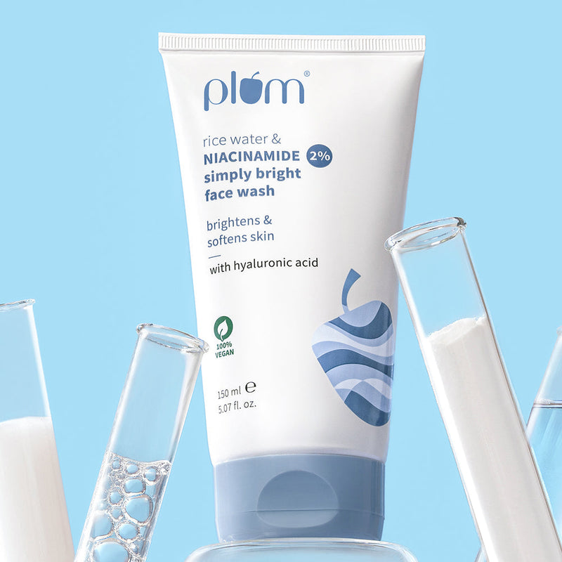 Plum 2% Niacinamide & Rice Water Face Wash | Removes 99% Impurities | Gentle & Non-Drying | Dermat-Tested, 150ml Buy at Indicrest