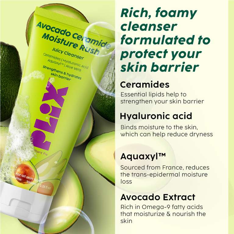 Plix Avocado Ceramide Moisture Rush Juicy Cleanser To Strengthen Your Skin Barrier, 100ml Buy at Indicrest Image 2