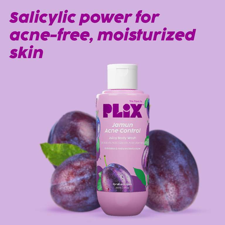 Plix Jamun 2% Salicylic Acid Body Wash For Body Acne, Bumpy Skin, 236ml | For All Skin Types Buy at Indicrest Image 4