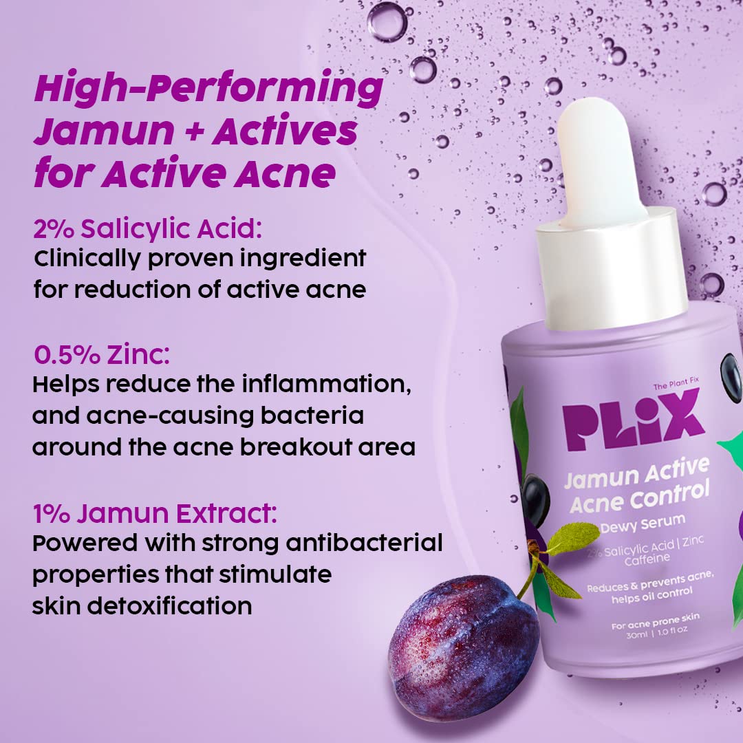 Plix Jamun 2% Salicylic Acid Exfoliating Face Serum | For Active Acne & Blackheads, 30ml Buy at Indicrest Image 3