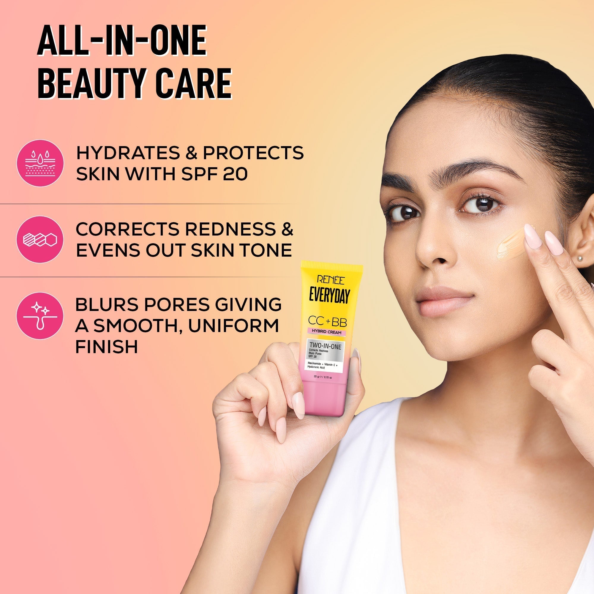 RENEE Everyday CC + BB Hybrid Cream With SPF 20, Classic Frappe,20g Buy at Indicrest Image 2