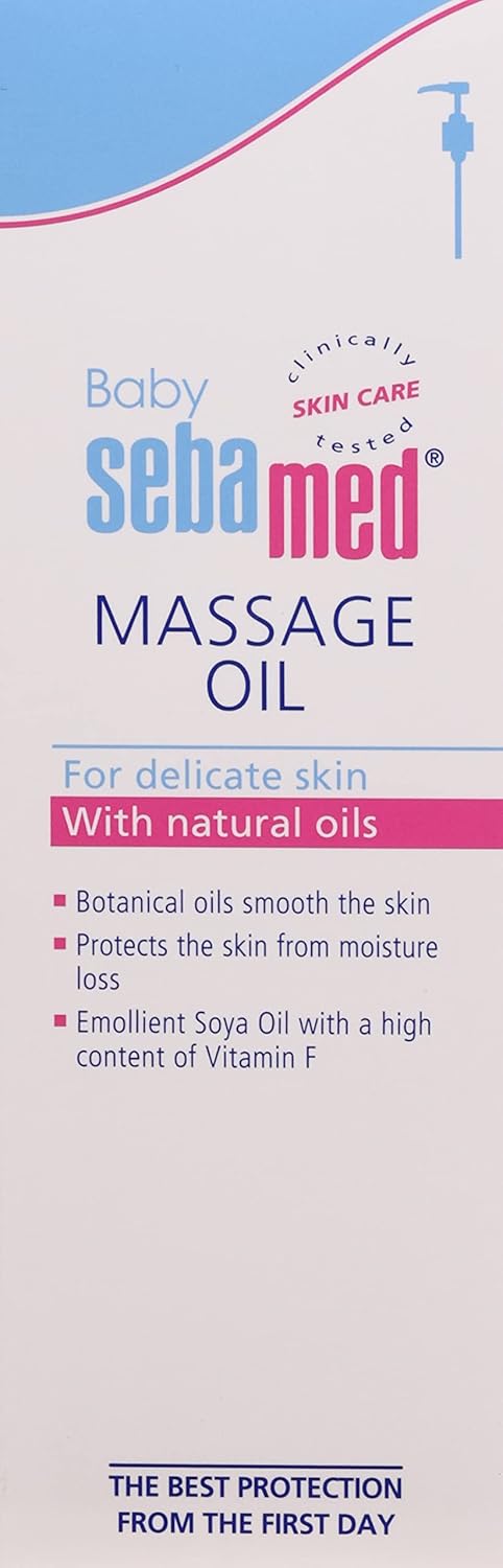 Sebamed oil applied to baby skin