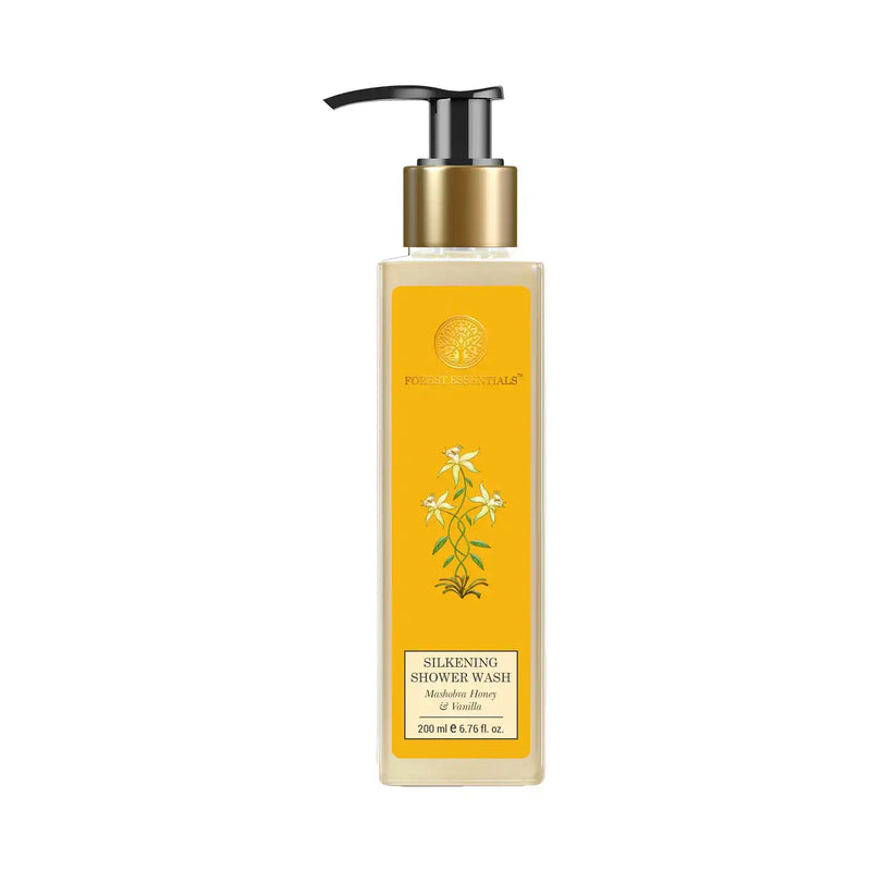 Forest Essentials Silkening Shower Wash Mashobra Honey & Vanilla - Ayurvedic Body Wash Sulphate Free, 200ml, Buy from Indicrest