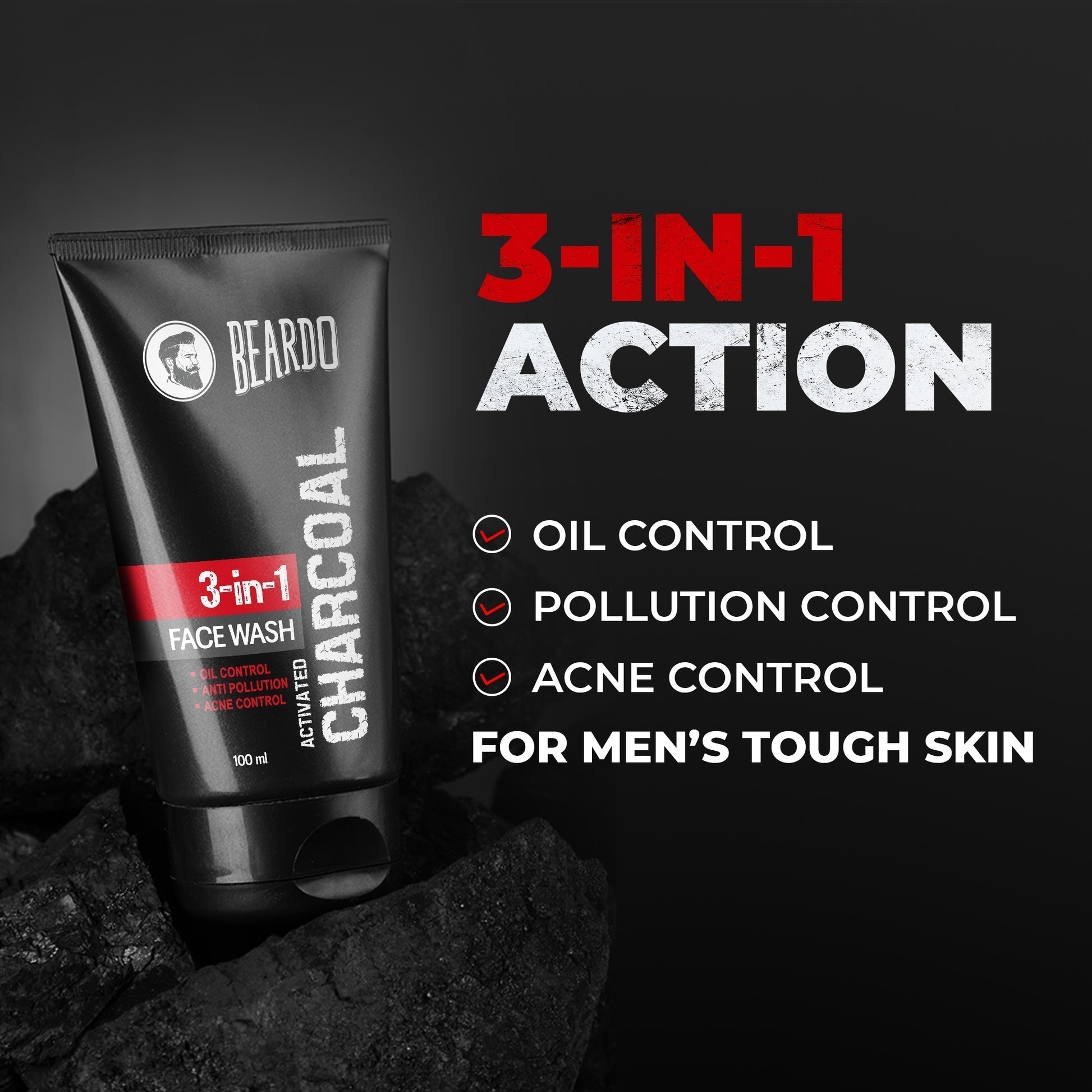 Tube Packaging of Beardo Charcoal Face Wash