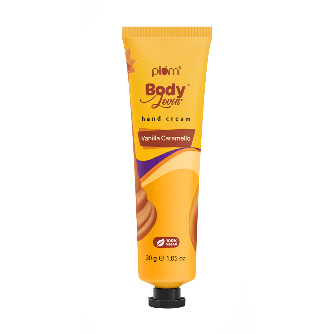 Plum Vanilla Caramello Hand Cream by Plum Body Lovin' | Ultra Moisturizing With Shea Butter | Warm Vanilla & Delicious Caramel Fragrance | Non-Greasy & Lightweight, 30g Buy at Indicrest Image 2
