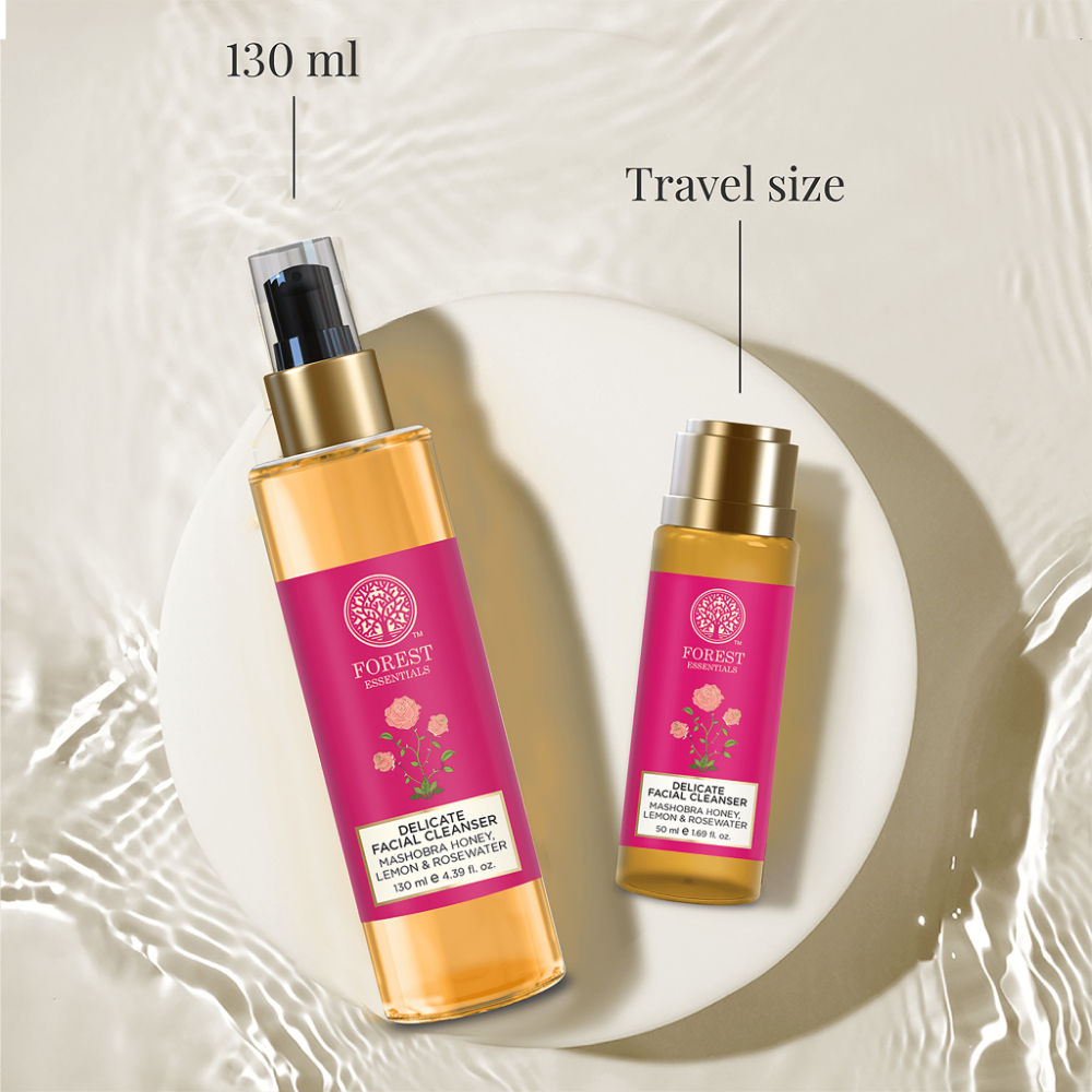 Forest Essentials Delicate Facial Cleanser - Honey, Lemon & Rosewater, Ayurvedic Face Wash, Dry Skin, 130ml