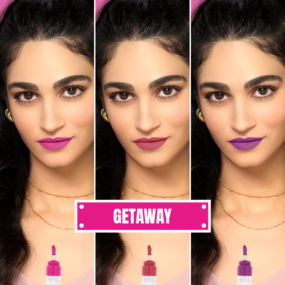 Elle 18 Lit Lip Stack 3 in 1 Liquid Lipstick, Matte Finish - Getaway, 4.5ml Buy at Indicrest Image 4