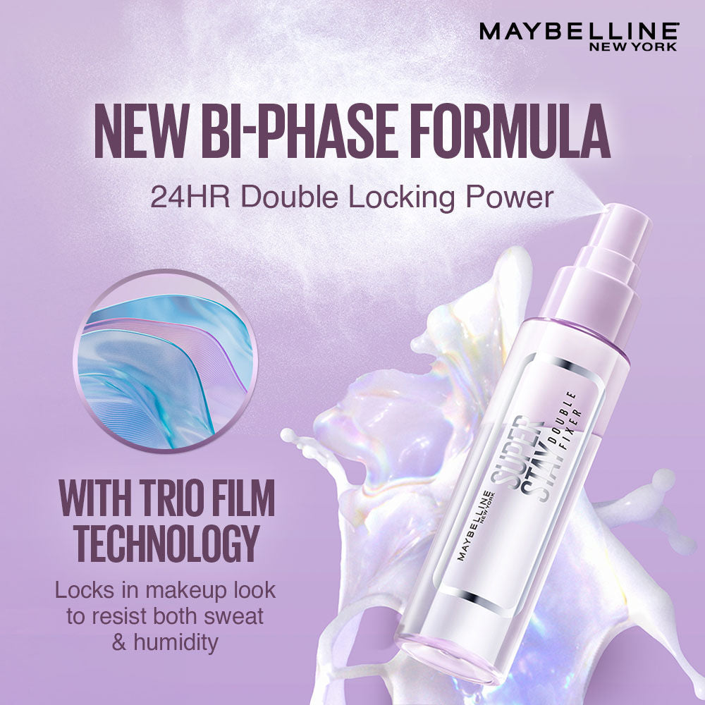Maybelline New York Superstay Double Fixer, Double Fixing Polymers For 2X Longwear + 24H Hydration, 55ml Buy at Indicrest Image 3