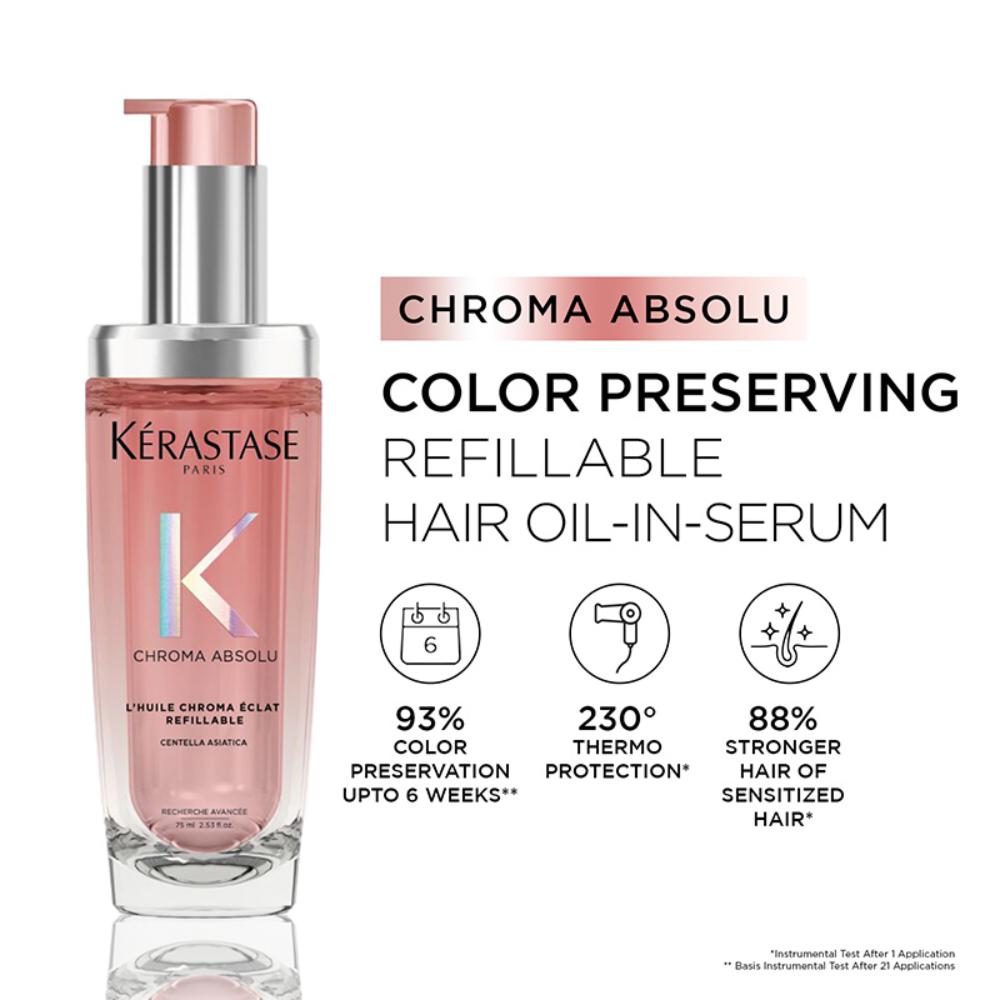Kérastase Chroma Absolu Hair Oil-In-Serum For Colour Treated Hair, 93% Colour Preservation, 75ml, Buy from Indicrest