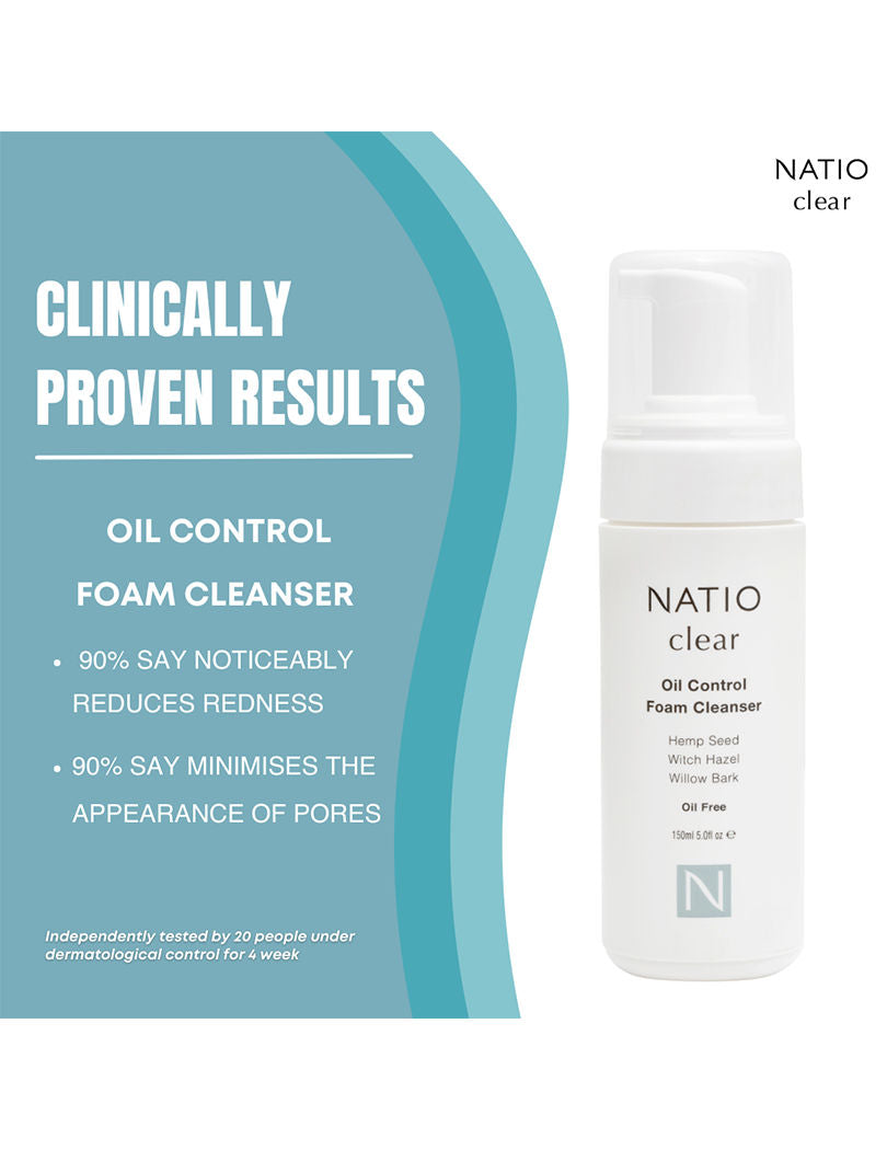 Natio Clear Oil Control Foam Cleanser, 150ml