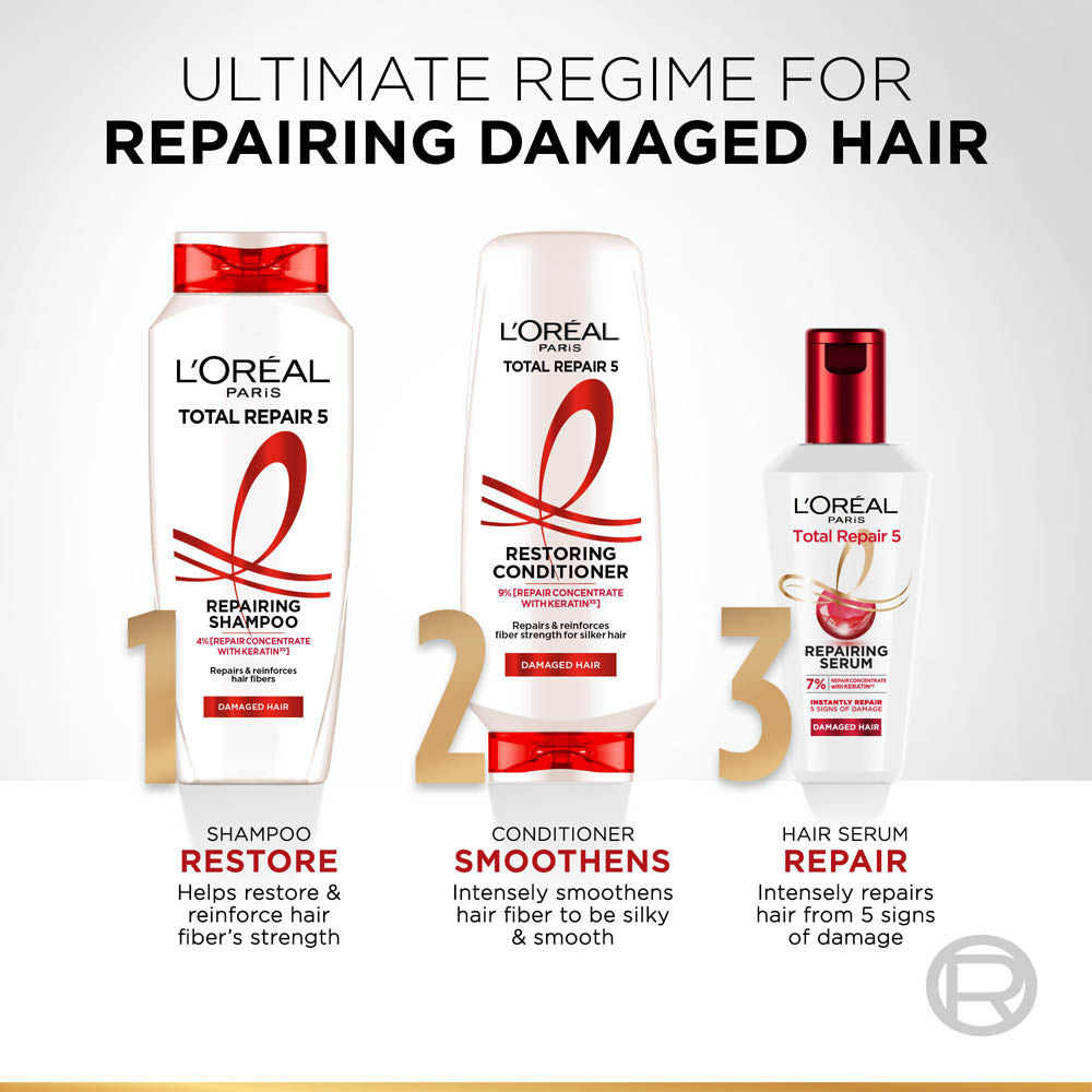 L'Oréal Paris Total Repair 5 Shampoo - Restores Damaged Hair Powered by Keratin XS Technology, 340ml Buy at Indicrest Image 9