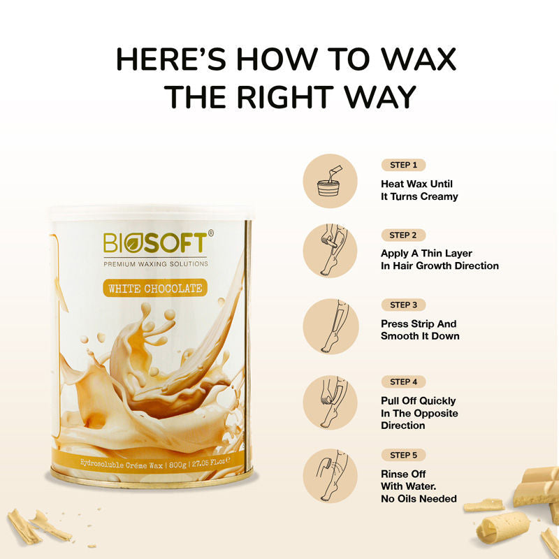 Biosoft White Chocolate Hydrosoluble Wax, 800g Buy at Indicrest Image 4
