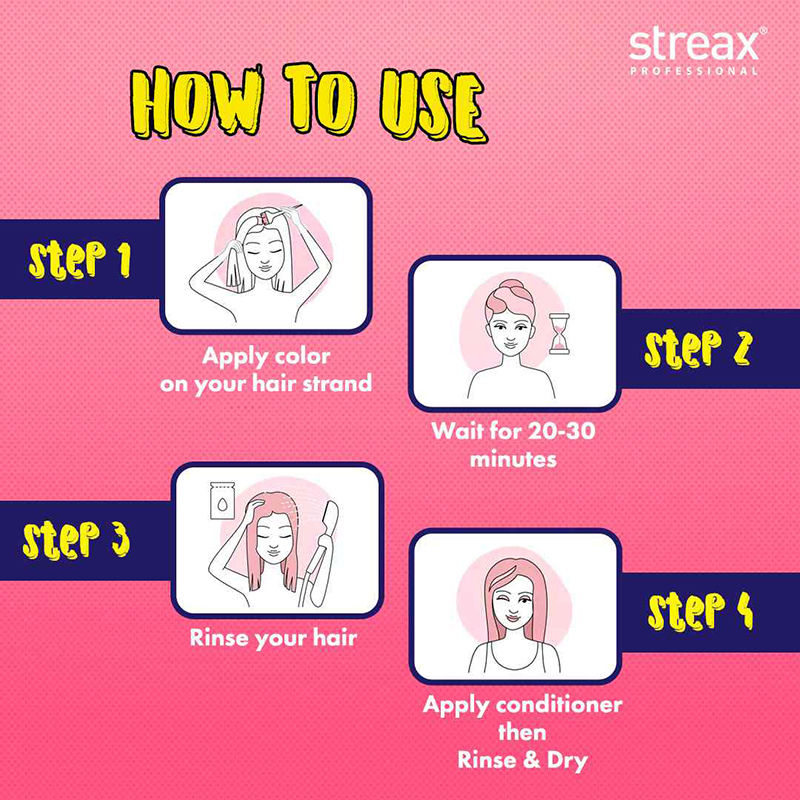 Streax Professional Hold & Play Funky Colour, Ammonia Free, Semi-Permanent Hair Colour, Crazy Violet, 100g Buy at Indicrest Image 5