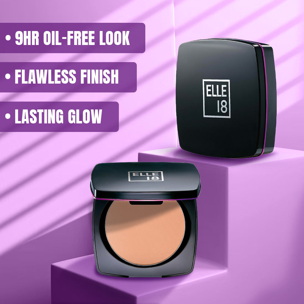 Elle 18 Lasting Glow Compact For 9Hr Oil-free Makeup, With Vitamin E & C - 1 Pearl, 9g Buy at Indicrest Image 5