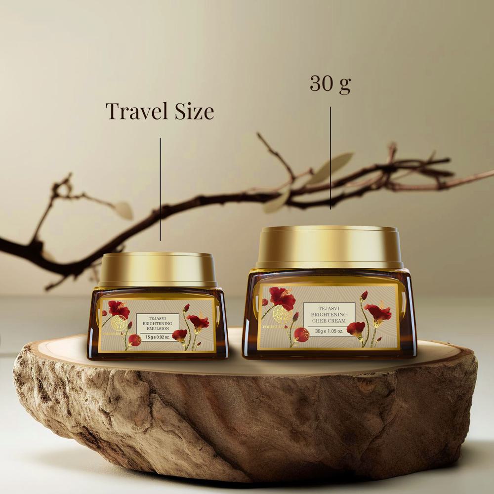 Forest Essentials Tejasvi Brightening Emulsion - Ayurvedic Facial Massage Cream, Intense Nourishment, 15 g